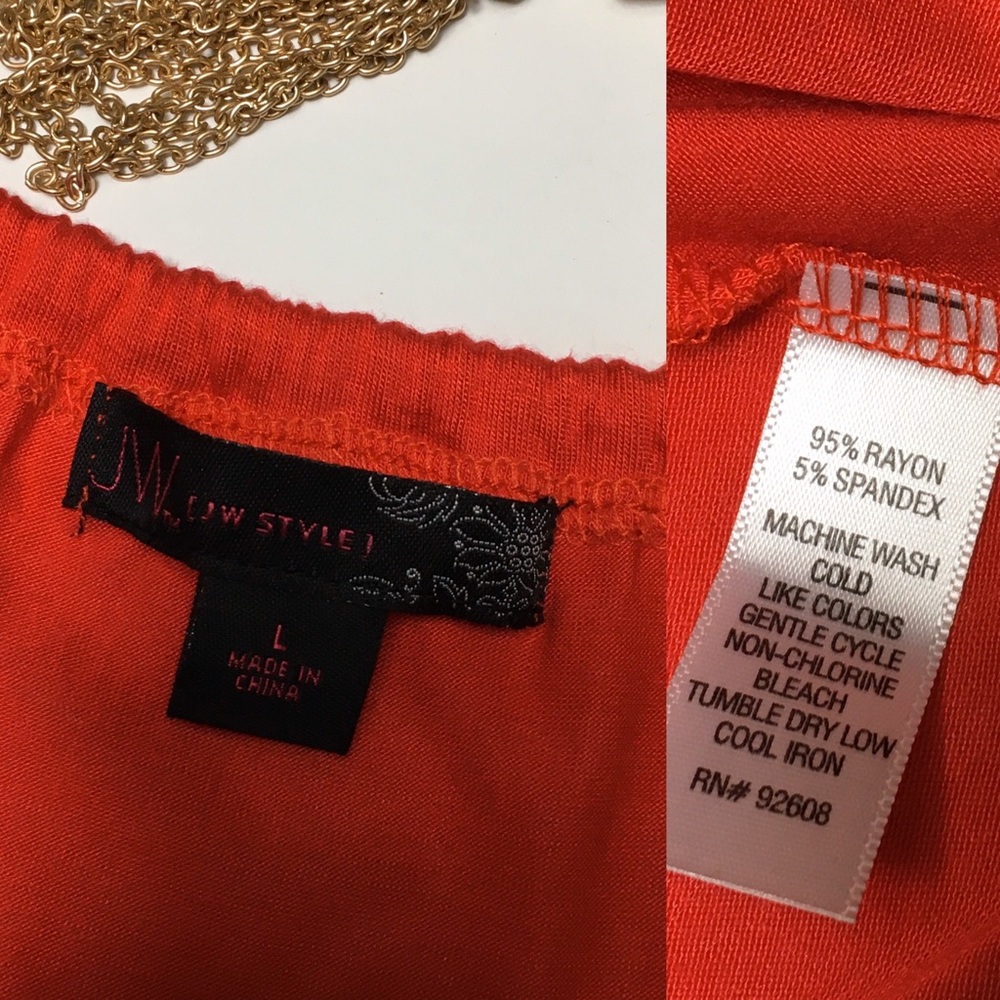JW Sleeveless Wrap Red Ruffle Dress, sz L - Picture 8 of 8